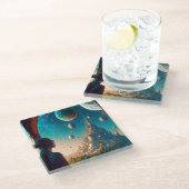 未来的なファンタジー城景観ガラスコースター ガラスコースター (アングル)