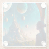 未来的なファンタジー城景観ガラスコースター ガラスコースター (裏面)