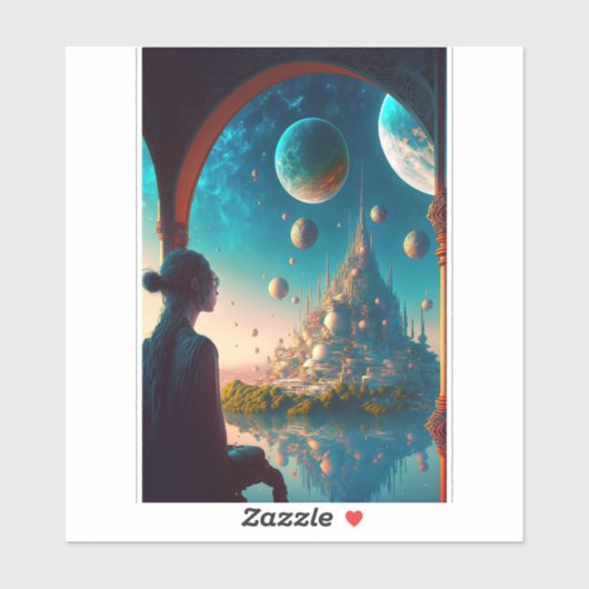 未来的なファンタジー城景観シール シール (シート)