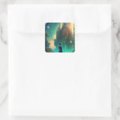 未来的なファンタジー城景観 スクエアシール (バッグ)