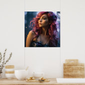 未来的なファンタジー妖精の女の子 ポスター (キッチン)