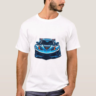 未来的なブルーの車のデザインTシャツ Tシャツ