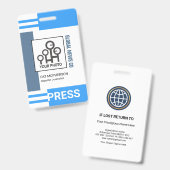 未来的なブルーストライプのブロックのプレスID バッジ (正面＆裏面)