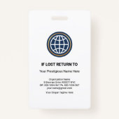 未来的なブルーストライプのブロックのプレスID バッジ (裏面)