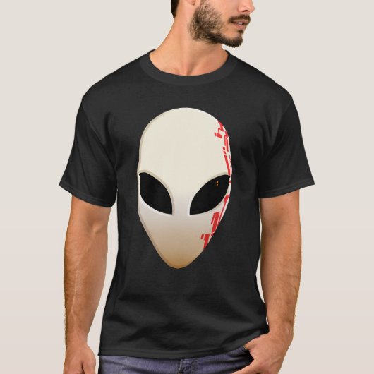 未来的なマーキングが施されたエイリアンマスク Tシャツ (正面)