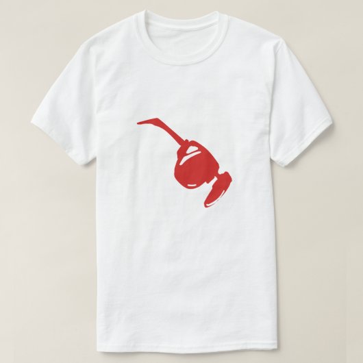 未来的なレッドテックデザイン。"テクノロジー愛好家にぴったり" Tシャツ (デザイン正面)