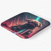 未来的なロボットのコスチュームで愛らしいパグ ペーパープレート (傾斜あり)