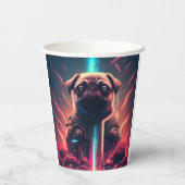 未来的なロボットのコスチュームで愛らしいパグ 紙コップ (裏面)