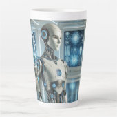 未来的な人間型：明日のビジョン カフェラテマグ (正面)