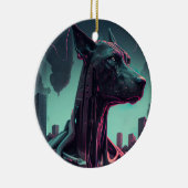 未来的な偉大なロボットのコンパニオンのスローを落とし セラミックオーナメント (右)