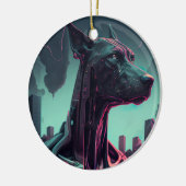 未来的な偉大なロボットのコンパニオンのスローを落とし セラミックオーナメント (左)