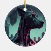 未来的な偉大なロボットのコンパニオンのスローを落とし セラミックオーナメント (裏面)