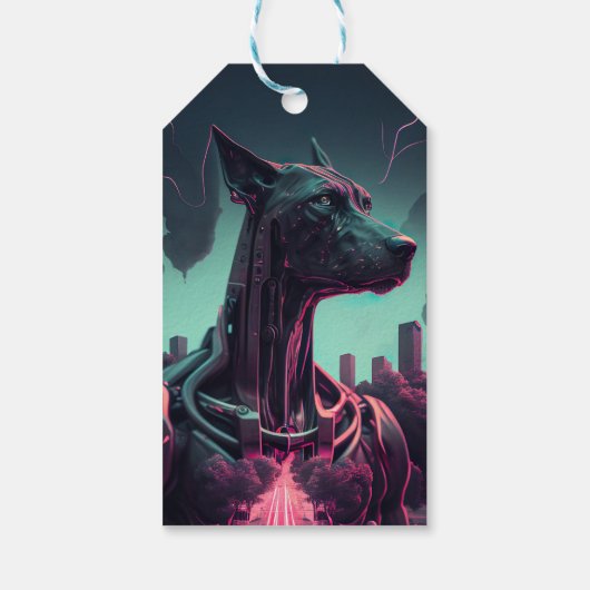 未来的な偉大なロボットの仲間を衰えた ギフトタグ (裏面)