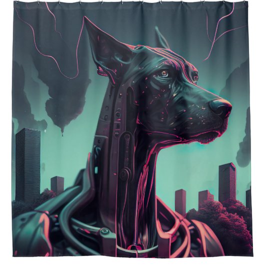 未来的な偉大なロボットの仲間を衰えた シャワーカーテン (正面)