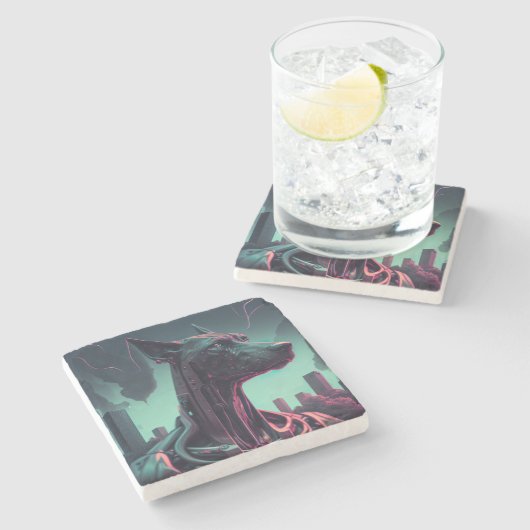 未来的な偉大なロボットの仲間を衰えた ストーンコースター (横)