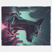 未来的な偉大なロボットの仲間を衰えた フリースブランケット (正面(横))