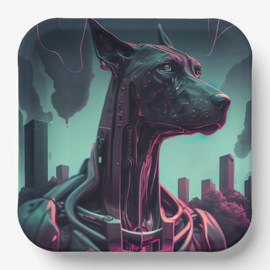 未来的な偉大なロボットの仲間を衰えた ペーパープレート (正面)