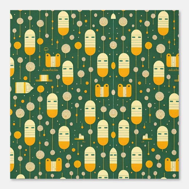 未来的な列車のポッドと抽象芸術の木のパターン 壁紙 (正面)