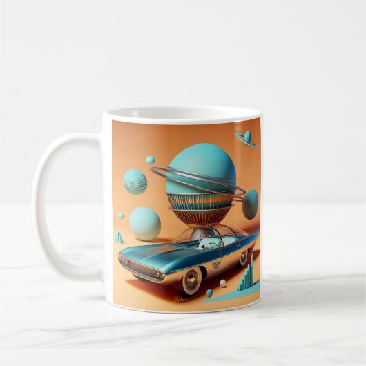 未来的な原子力スカイクルーザーカー コーヒーマグカップ (左)