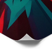 未来的な地球と太陽の線アートレトロ2 ポスター (角)