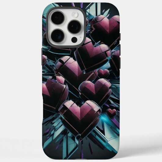 未来的な壊れたハート電話ケース Case-Mate iPhoneケース (裏面)