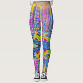 未来的な夢:ピンクパステルシティスケープレギンス レギンス (正面)