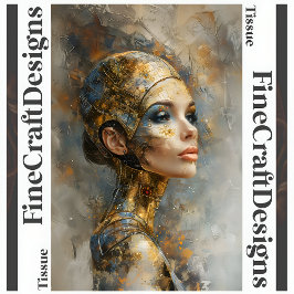 未来的な女性の油絵のデコパージュ右160 薄葉紙