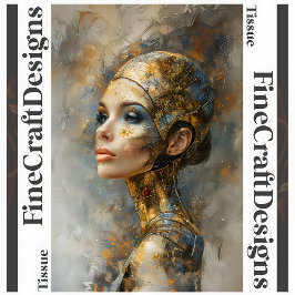 未来的な女性の油絵デコペ離れ160 薄葉紙