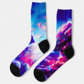 未来的な宇宙ネオン豹 ソックス (左)