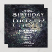 未来的な宇宙ロックコズミック銀河系誕生日パーティー 招待状 (正面/裏面)