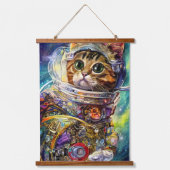未来的な宇宙猫 吊り下げ型タペストリー (正面)