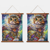 未来的な宇宙猫 吊り下げ型タペストリー (ダブル)