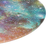 未来的な宇宙空間、星が輝く星雲の背景 カッティングボード (角)