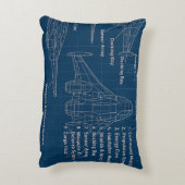 「未来的な宇宙船の青写真アート」 アクセントクッション (裏面(縦))
