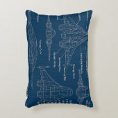 「未来的な宇宙船の青写真アート」 アクセントクッション (正面(垂直))