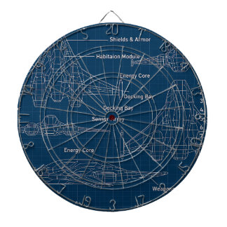 「未来的な宇宙船の青写真アート」 ダーツボード