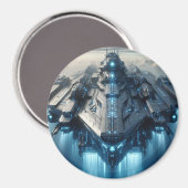 未来的な宇宙船3インチマグネット マグネット (正面/裏面)