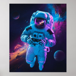未来的な宇宙飛行士のビデオゲーム ポスター