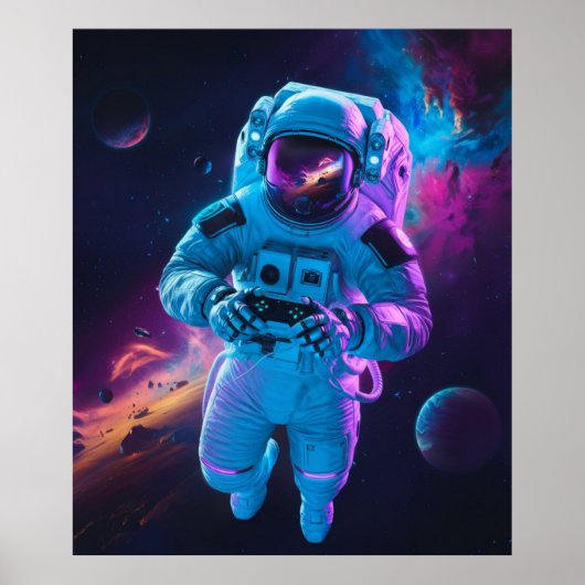 未来的な宇宙飛行士のビデオゲーム ポスター (正面)