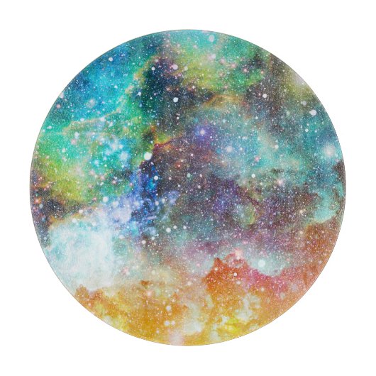 未来的な宇宙、星雲の背景。 カッティングボード (正面)