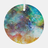 未来的な宇宙、星雲の背景。 ガラスオーナメント (裏面)