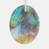 未来的な宇宙、星雲の背景。 ガラスオーナメント (正面右)