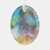 未来的な宇宙、星雲の背景。 ガラスオーナメント (正面左)