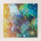 未来的な宇宙、星雲の背景。 ジグソーパズル (横)