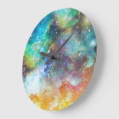 未来的な宇宙、星雲の背景。 ラージ壁時計 (傾斜)