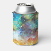 未来的な宇宙、星雲の背景。 缶クーラー (缶裏面)