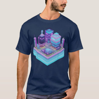 未来的な小さな都市のアイソメ Tシャツ