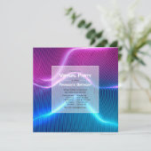 未来的な幾何学的なバーチャル誕生日パーティー 招待状 (スタンド正面)