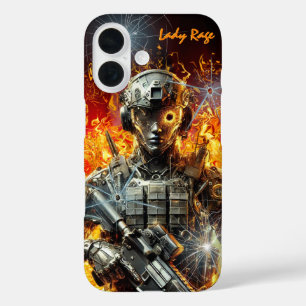 未来的な戦術女性兵士ゲーマー iPhone 16ケース