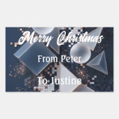 未来的な抽象クリスマスモザイク3D 長方形シール (正面)